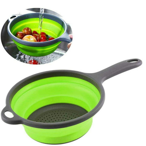 Kitchen Food Strainer Collapsible Silicone Colanders with Handle for Draining JD 